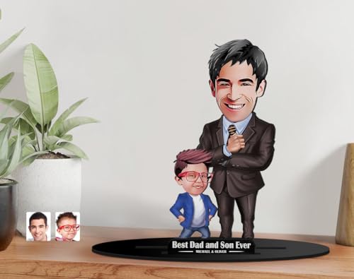 Image of THE GRANDEUR Personalized Father's Day Gift Caricature - for Dad, Papa, Dadaji | Unique Gift for Daddy, Grandpa, Husband from Son Daughter (Design 7)