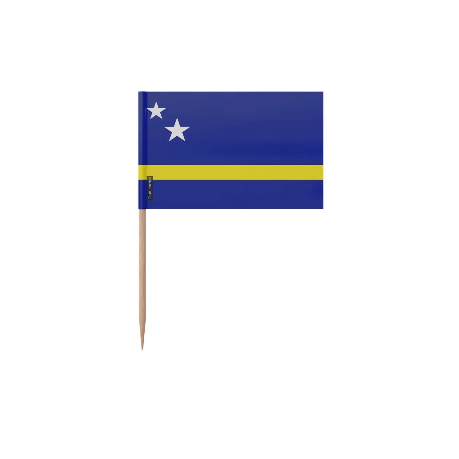 Cure-dents drapeau Curaçao 12cm pic cocktail bois pour apéritif 100 pièces