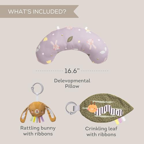 Image of Taf Toys Tummy Time Training Set, Development Support Toy 0-3 Months,Rattle Bunny, Crinckle Leaf Toys Development, Newborn Development Ergonomic Tummy time Toy Baby Toys 0-6 Months Sensory Toys
