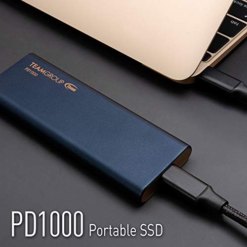 TEAMGROUP PD1000 512GB Aluminum Portable External Solid State Drive SSD, Read up to 1000MB/s, USB-C, USB A 3.2 Gen 2, Wa - Additional View
