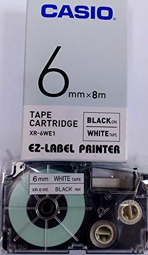 Image of Casio XR-6WE1 Label Printer Tape (Black and White)