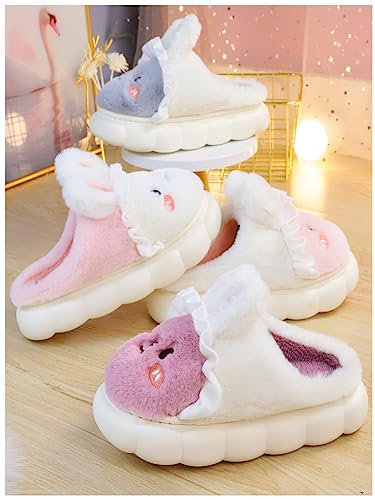 Cartoon Cute Rabbit Soft Cute Cute Plush Slippers, Heel Wrapped Cotton Slippers,Animal Home Shoes4