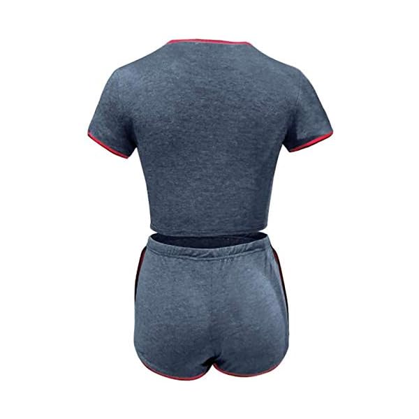 Womens Sexy 2 Pieces Short Set - Casual Sport Outfits Short Sleeve Top and Bodycon Short Pant Sportswear Set Activewear