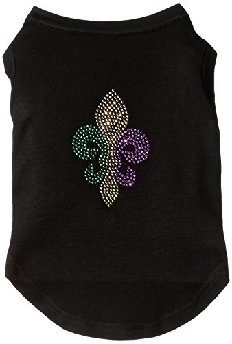 Pet Dog & Cat Shirt Rhinestone, 'Mardi Gras Fleur De Lis' Black LG (10-14 lbs.)