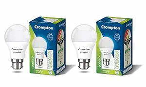 Crompton Dyna Ray 9W Round B22 LED Cool Day Light Pack of 2