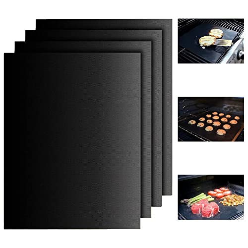 Nayoroom BBQ Grillmatte 4er Set 40x33CM, Extra Dick Antihaft Grillmatten, Backmatte für Holzkohle & Backen, Backpapier Wiederverwendbar, Dauerbackfolie für Backofen, Grills Grillzubehör Cover