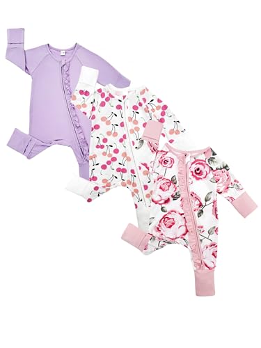 Image of Bow Dream Baby Girl Clothing Footies Bamboo Rayon Baby Girl Clothes Baby Romper Jumpsuit Newborn-24 Months