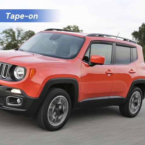 Image of Window Visors Rain Guards Shield for Jeep Renegade 2015-2024, Out-Channel Window Vent Wind Deflectors Visors Shades for 15-24 Renegade