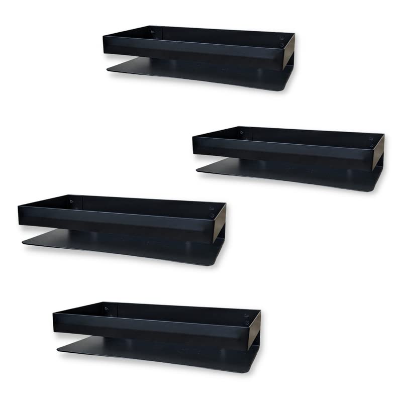 CHESTA FORMULATION Multipurpose Wall Mount Bathroom Rust Proof Acrylic Shelf and Rack for Home and Kitchen (Matte Finish) (4 Black Bathroom Rust Proof Shelf) 10Inch