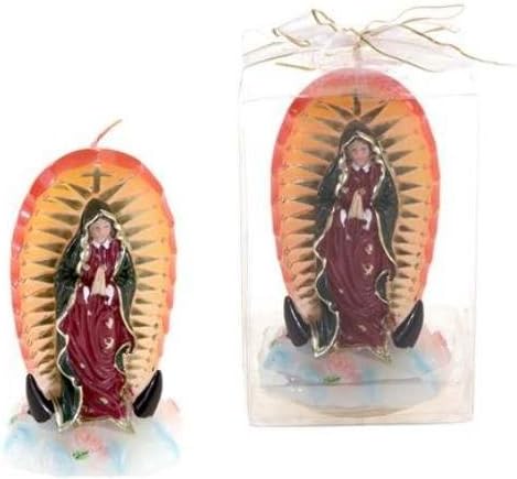 Lady Guadalupe Statue Candle in Gift Box, CASE OF 48