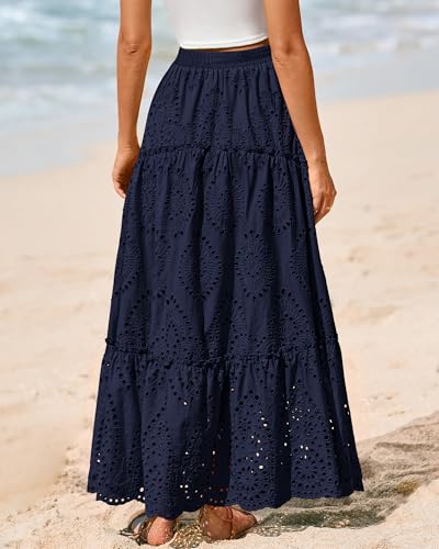 Image of BTFBM Eyelet Long Skirts for Women Beach Vacation