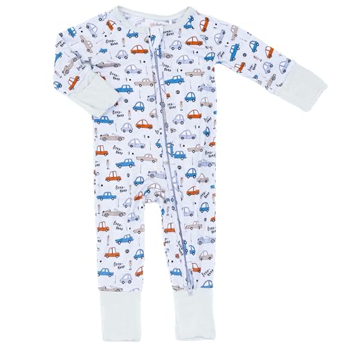 Baby Blues & Pink Convertible Bamboo Sleepsuit (Pajamas) – 2-Way Zip Sleeper with Fold-Over...