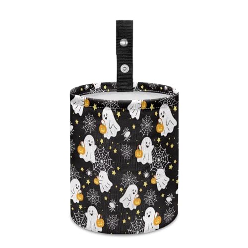 Image of Cute Ghost Car Trash Bag, Car Trash Can - Cute, Portable, Collapsible for Back Seat, Floor,Hanging Headrest Waste Basket - Auto Garbage Accessory
