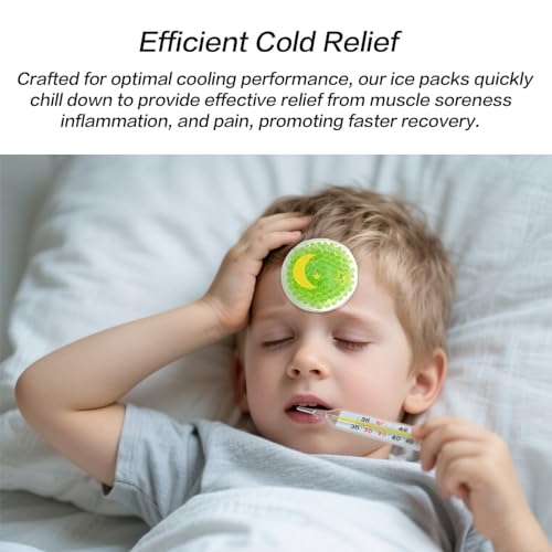 Image of Boo Boo Ice Pack for Kids, Small Ice Pack for Injuries Cold Compress Gel Pack Cold Therapy for Scrape Knee, Bump Head, Hurt Elbow, Hit Thumb (8 Count (Moon Star))