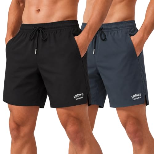 Image of ENDEAVOUR WEAR Men's Quick Dry Lightweight Sports Shorts Zipper Pockets