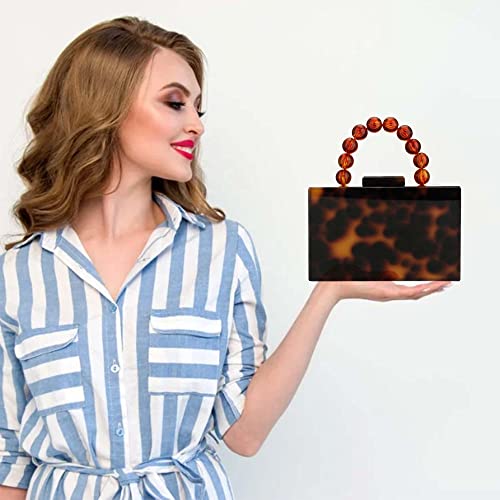 Image of Women Acrylic Clutch Purse Leopard Print Evening Bag Chain Formal Handbag Party Bridal Wedding Clutch Purse for Women
