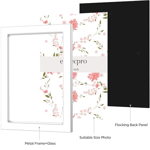 Image of eletecpro 4x6 Enamel Picture Frame with Real Glass Cover, Cute Photo Frame with Silver Metal Edge, Horizontal and Vertical Display Pictures 4 by 6 for Tabletop and Wall Decor, White, 1 Pack