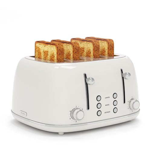 Toaster 4 Slice, Retro Stainless with 6 Bread Shade Settings,1.5''Wide Slots Toaster with...