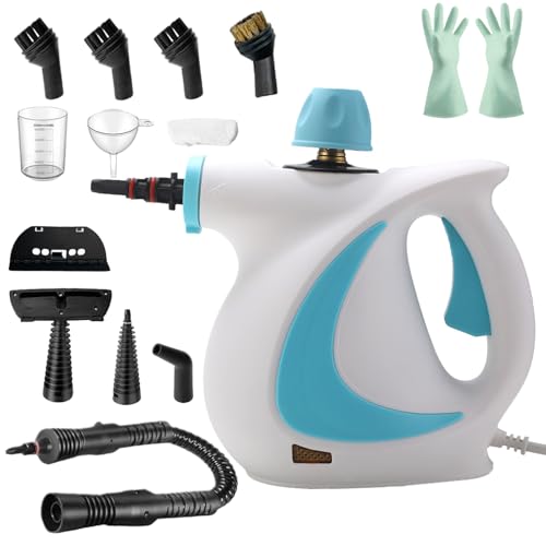 Nettoyeur à Vapeur Aquanevo, Nettoyeur Vaporisateur a Main, Nettoyeur Haute Pression, Pression de Vapeur de 3,2 Bars avec 12 Accessoires (Bleu)