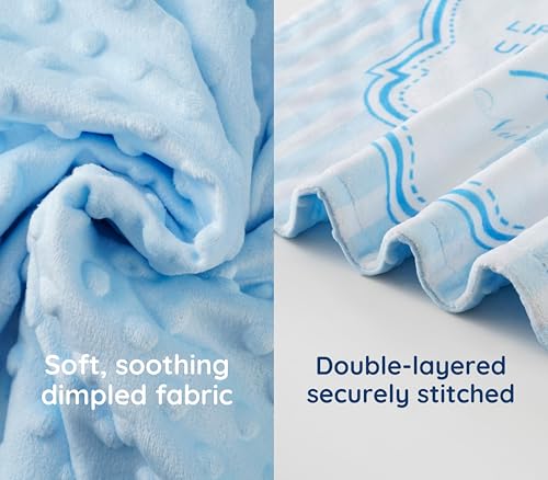 Image of Huglanket Baptism Gifts for Boys - Baptismal Gifts, Christening Gifts for Baby Boys - Baby Dedication Gifts from Godmother, Godfather, Godparent - Blue Plush Dimple Dot Soft Fleece Blanket, 30 inchx 36 inch