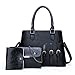 Produktbild Serious Lamp Mode Handtaschen Frauen Messenger Bag und Geldbörsen für Frauen 3er Set, Multifunktions Tragetaschen Umhängetasche als Geburtstagsgeschenke,Schwarz