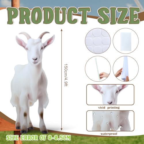 Image of Geelin 5ft Goat Cardboard Standup Cutout Life Size Lamb Jungle Safari Animal Stand up Photo Prop for Zoo Safari Jungle Farm Themed Birthday Party Classroom Decoration Supplies