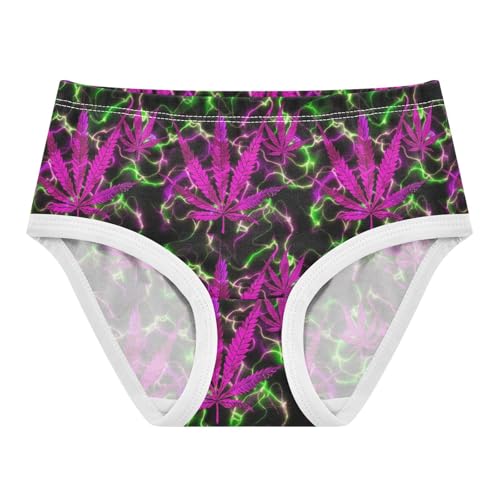 Joisal Cotton Girls Underwear Toddlers Vibrant Purple Leaves Green Black Cute Panties Girl Bright Undies Kids Briefs 2t