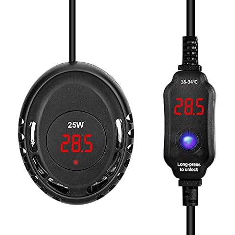 SZELAM Aquarium Heater 25/50/100W with External Controller, Fish Tank Heater with LED Digital Display, Mini Fish Heater Keeps Stable Temp for Turtle Tanks with Intelligent Auto Poweroff Protection,25W Cover