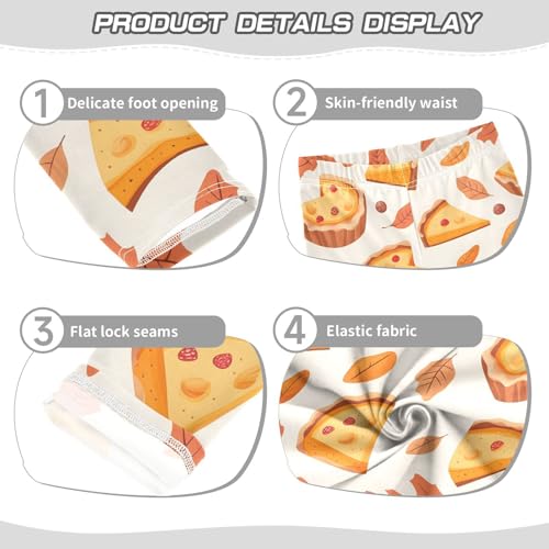 Vintage Leaves Sweet Cake Print Girls Leggings Soft Stretch Workout Yoga Dance Pants for Kids Casual Tights3