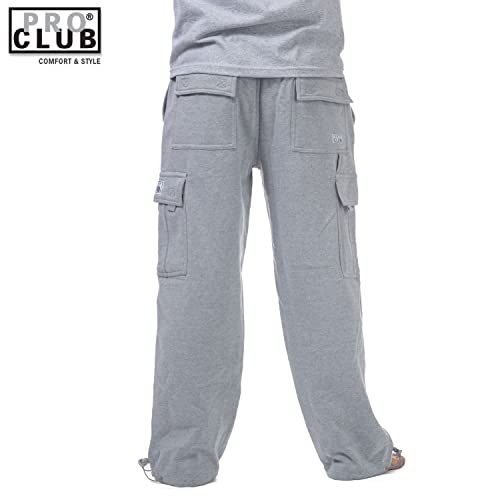 Pro Club Men's Heavyweight Fleece Cargo Pants Gray2