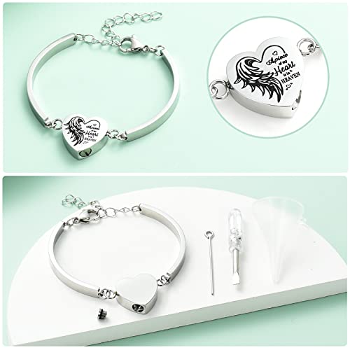 Yinplsmemory Cremation Jewelry Heart Urn Bracelet for Ashes for Women Men Adjustable Urn Cuff Bracelet for Human Pet Ashes Keepsake Memorial Jewelry2