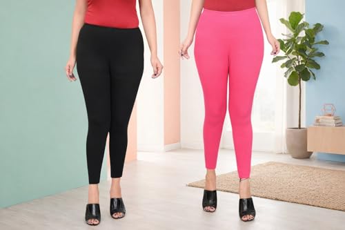 Image of Women Ankle Length Leggings Combo Pack Stretchable Comfortable Slim Fit High Waist Leggings for Women Ankle Length Soft Fabric