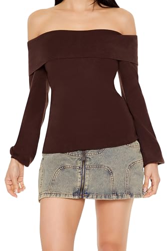 Image of Forever 21 Women's Fitted Off-The-Shoulder Sweater