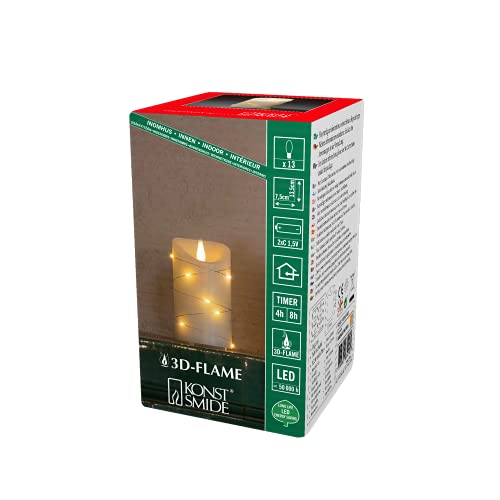 Konstsmide Candele Grandi A Batteria, Funzionamento A Batteria, Senza Fiamma, In Vera Cera Color Avorio, Con Funzione Timer Da 4 O 8 Ore, 13,5 X 7,5 C