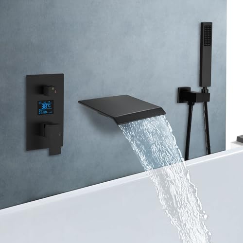 Robinet de baignoire cascade à haut débit avec douchette or