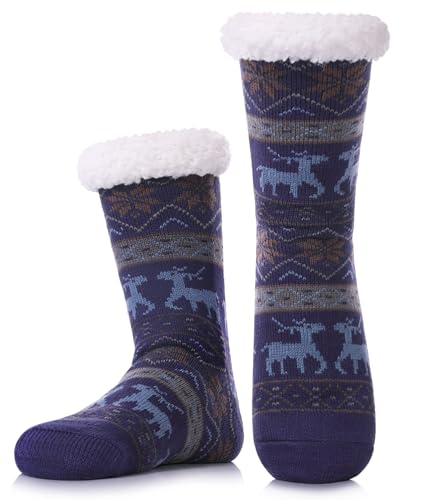 DYW Mens Fuzzy Slipper Socks Warm Thick Heavy Thermal Fleece lined Fluffy Winter Non Slip Socks