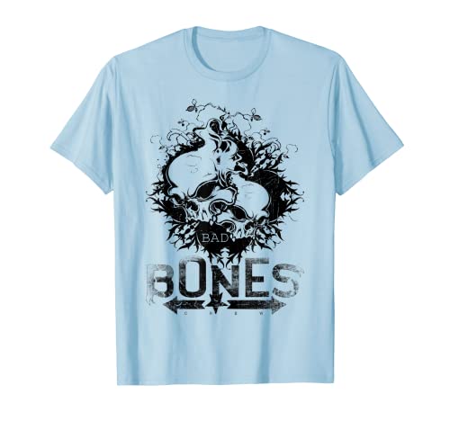 Bad Bones Crew - Maglietta con teschi fiammeggianti Maglietta