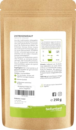 bioKontor – Bio Zistrosenkraut 250g – Cistus Incanus geschnitten – Zistrosenblätter lose – Zistrose Kräutertee für Aufguss & Teemischungen – 100% naturbelassen – abgefüllt in Deutschland
