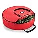 Zober Christmas Holiday Wreath Storage Bag - Premium 600D Oxford Tear Resistant Fabric Storage Bag for Christmas wreath with Sleek Zipper Featuring Transparent Card Slot for Labeling | 30 x 30 x 8 Red