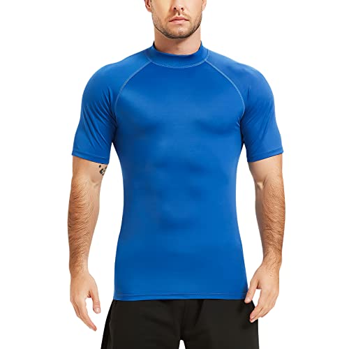 Mens Short Sleeve Rash Guard UPF 50+ Sun Shirts Fishing Running Swimming Quick Dry Tops for Men