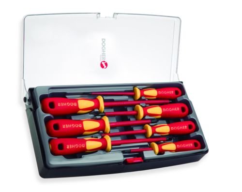 Dogher 360-001 - Juego Destornillador Caja Plastico 7 Piezas Vde, Multicolor