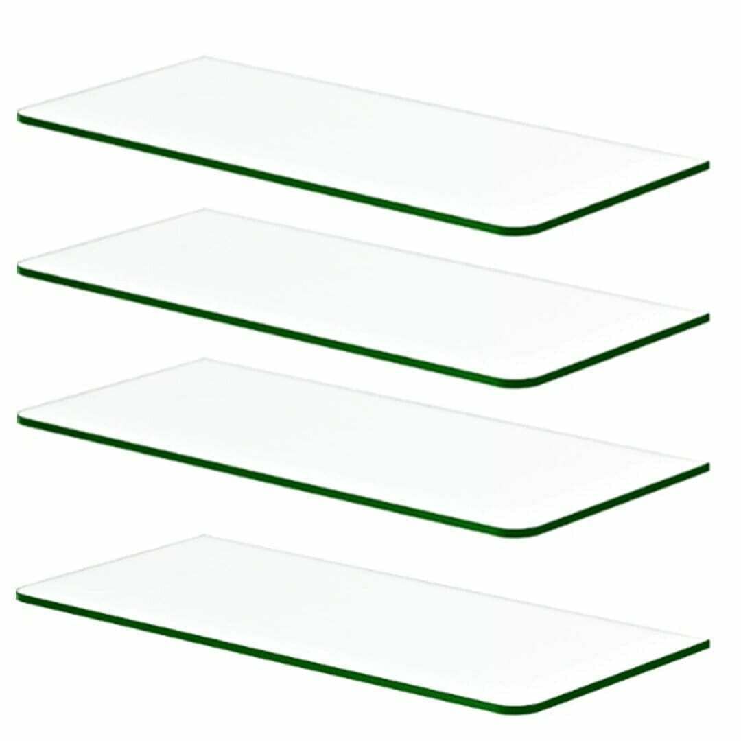 My Shopfittings HD Clear Tempered Glass Shelf Panel Storage Clear Shelf Shelving Display Bathroom Shelves Round Corners In 50 Sizes (600MM X 250MM x 6MM)