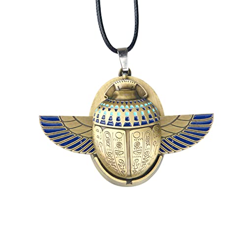 Moon Necklace Egyptian Scarab Compass Pendant With Vintage Leather Cord Men's Costume Jewelry Accessory