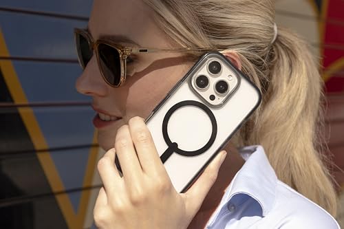 Image of ZAGG Santa Cruz Snap with Kickstand Case for iPhone 16 Pro Max - MagSafe Compatible, 13ft Military-Grade Drop Protection, Reinforced with Graphene, Clear Case with Vibrant Color Accents, Black