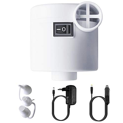 Modohe Bomba de Aire eléctrica, inflador de llenado rápido y Recargable, con 3 tamaños de boquillas, Apto para Camas de Aire, Piscinas de Remo y Juguetes?Blanco?