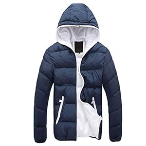 PRJN Heren Jas Warm Waterdicht Duurzaam Winter Bescherming Jas Down Gevulde Mens Donsjack Heren Hooded Jas Heren Softshell Jas Heren Donsjas Waterafstotende Jacke, C-Blauw, M
