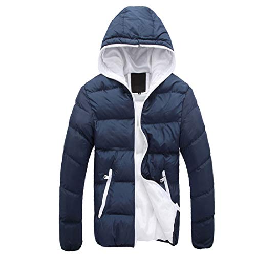 PRJN Heren Jas Warm Waterdicht Duurzaam Winter Bescherming Jas Down Gevulde Mens Donsjack Heren Hooded Jas Heren Softshell Jas Heren Donsjas Waterafstotende Jacke, C-Blauw, M