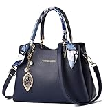 Bolsa Tote PU Cuero Impermeable para Mujer,Bolsos de Mujer,Bolso de Hombro para Trabajo,Cita,Viaje,Fiesta,Compras (Azul)