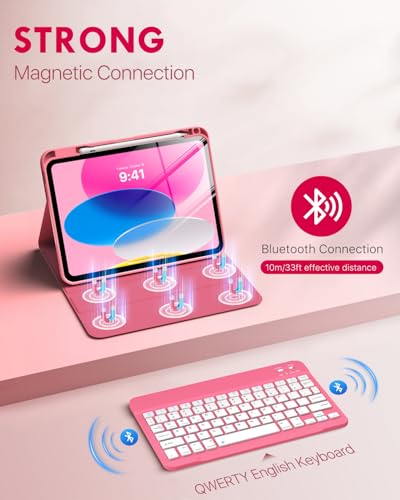 MoKo Keyboard Case for iPad 10th Generation Case with Keyboard, iPad 10th Generation Keyboard with Pencil Holder, Multi-Angle Detachable Bluetooth Keyboard for iPad 10th Generation - Image 4
