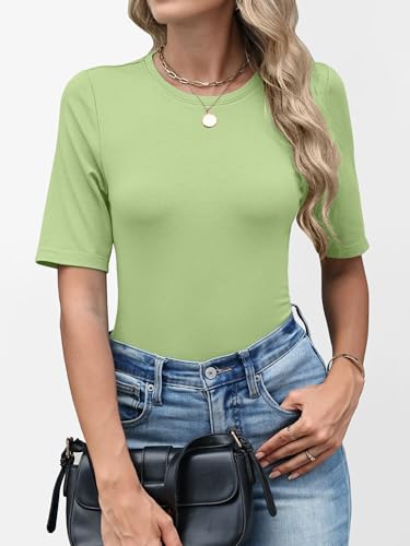Image of ANRABESS Womens Half Sleeve Tops Crewneck Shirts Basic Fit Work Tee
